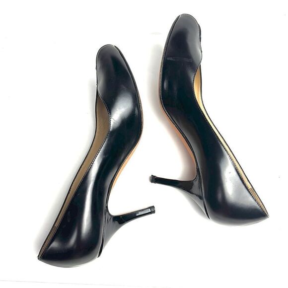 YSL Yves Saint Laurent Black Leather Peep Toe Heels Shoes - Picture 5 of 15